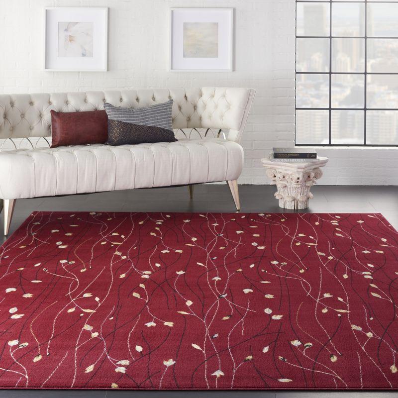 Floral Radiance Red and Grey 8' x 10' Synthetic Area Rug