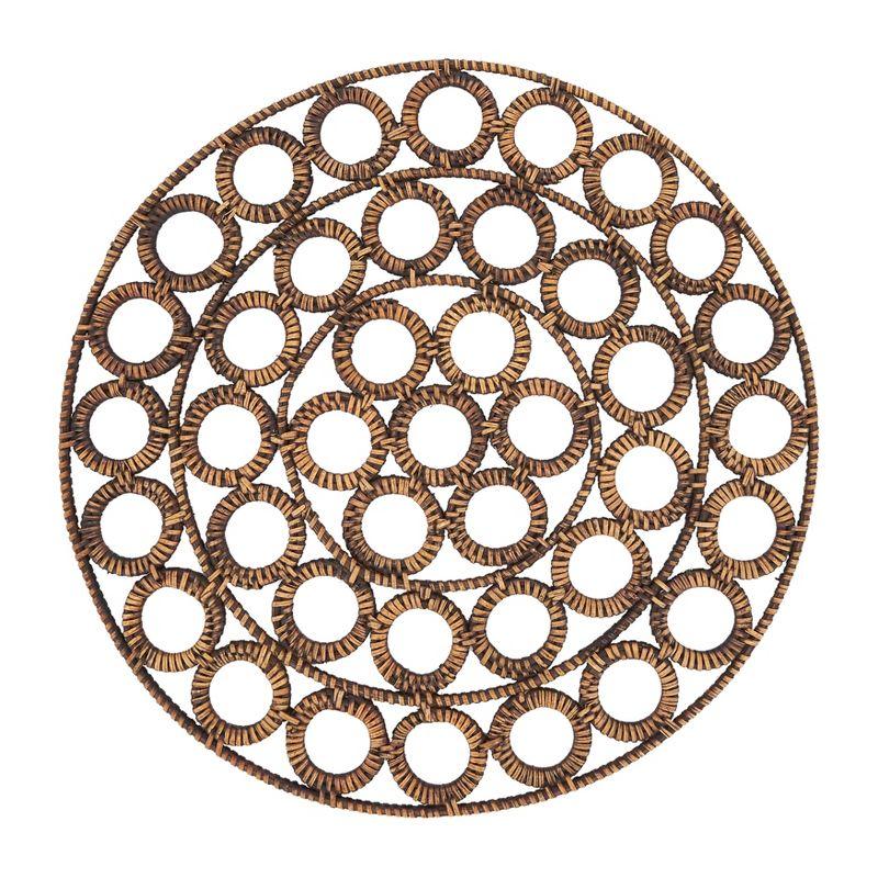 Rustic Brown Rattan Circular Placemats, Set of 4