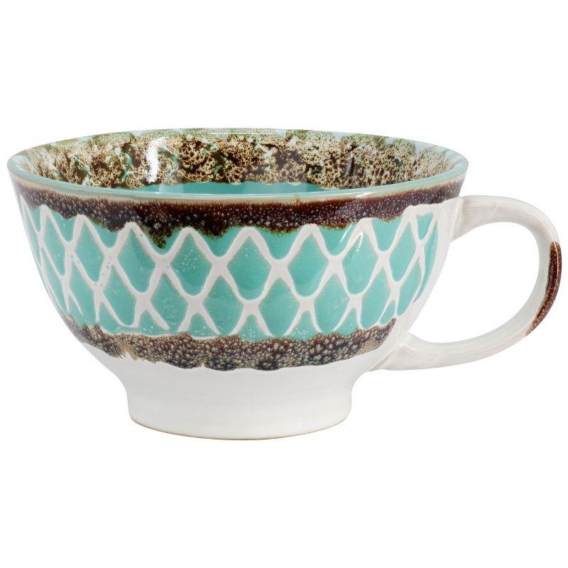 Meritage Otis 6 Piece 27 Ounce Stoneware Soup Bowl with Handle Set in Turquoise