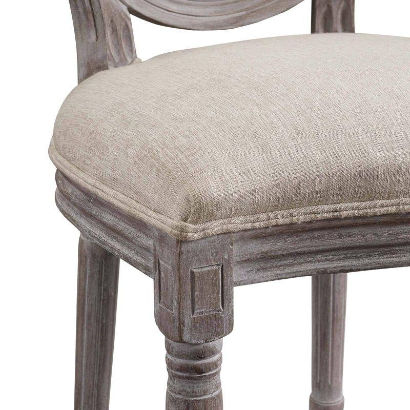 Chateau Comfort Beige Upholstered Dining Side Chair with Weathered Wood