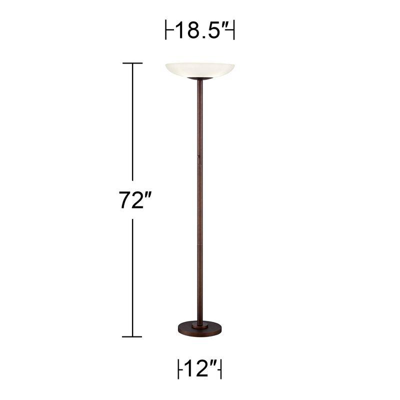 Possini Euro Design Meridian Light Blaster Modern Torchiere Floor Lamp 72" Tall Oil Rubbed Bronze LED Frosted Glass Shade for Living Room Bedroom Home