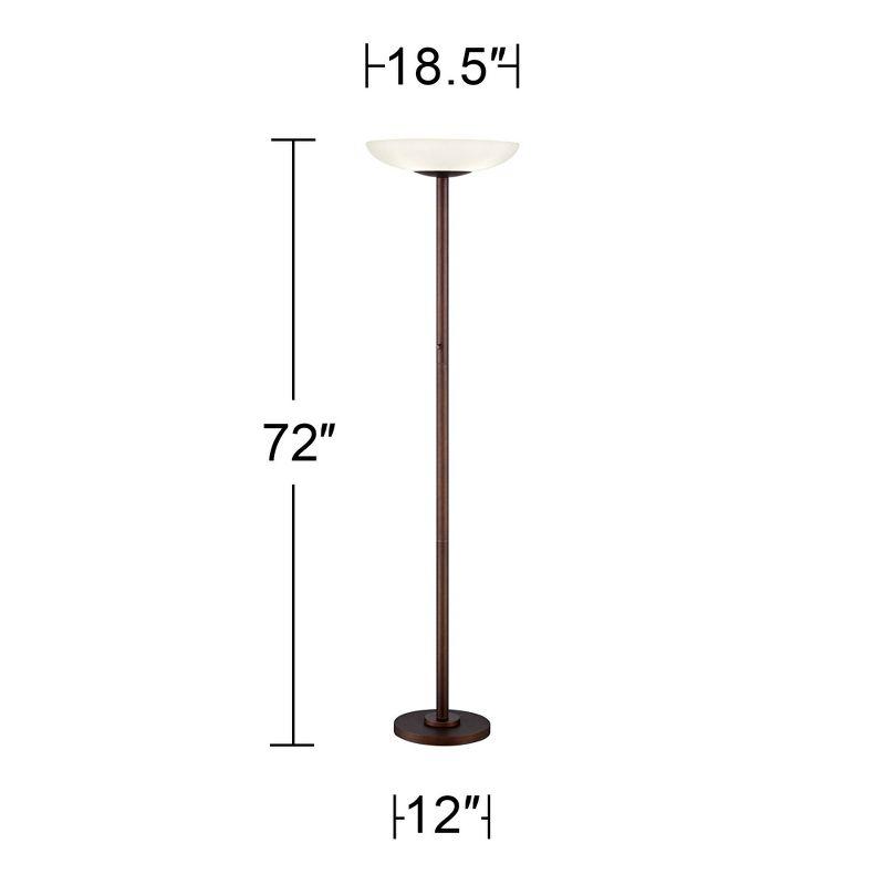 Oil Rubbed Bronze Torchiere Floor Lamp with Frosted Glass Shade