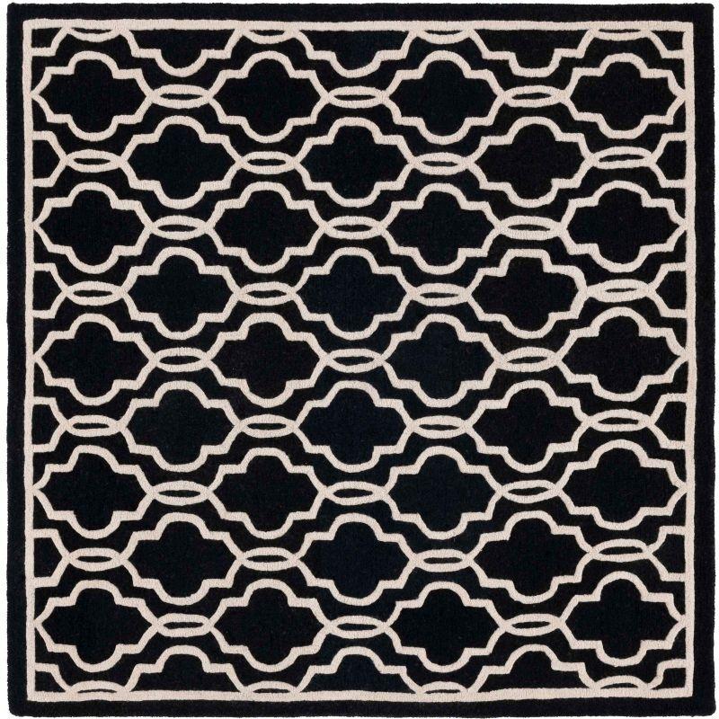 Hand-Tufted Cambridge Square Wool Rug in Black/Ivory