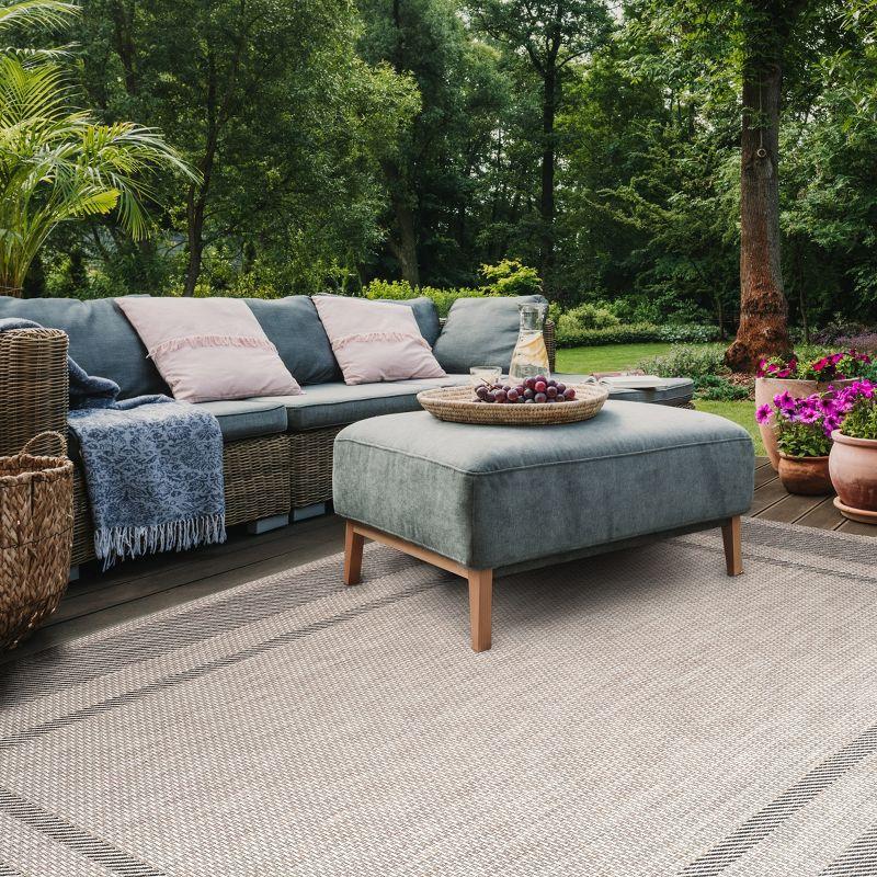 Courtyard CY8477 UV & Stain Resistant Non-Shedding Power Loomed Indoor/Outdoor Area Rug - Beige/Black - 9'x12' - Safavieh