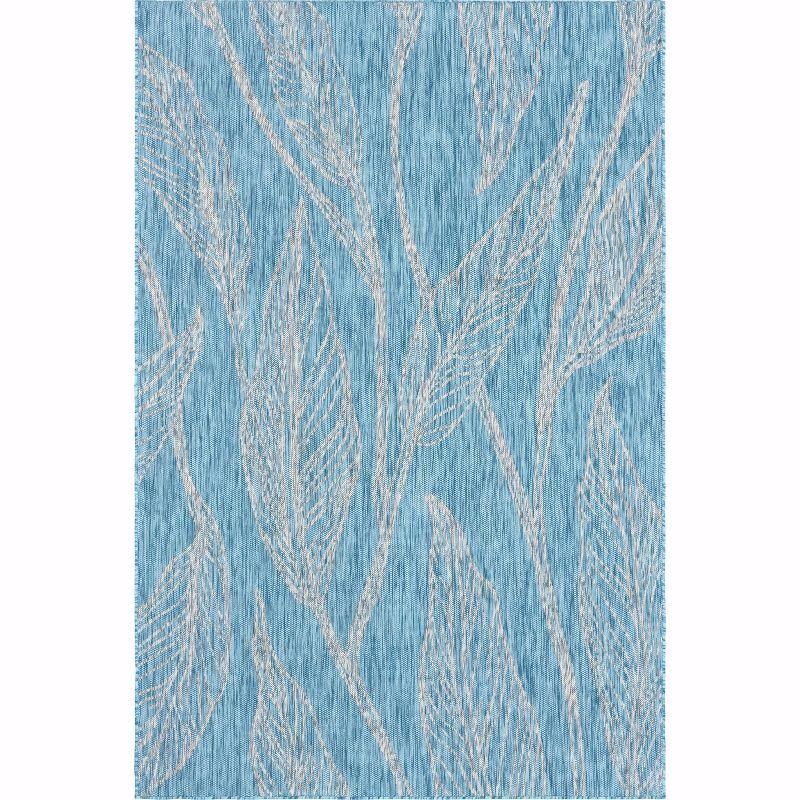 Unique Loom 6' 1 x 9' 0 Rectangle Indoor/Outdoor Botanical Light Aqua Area Rug