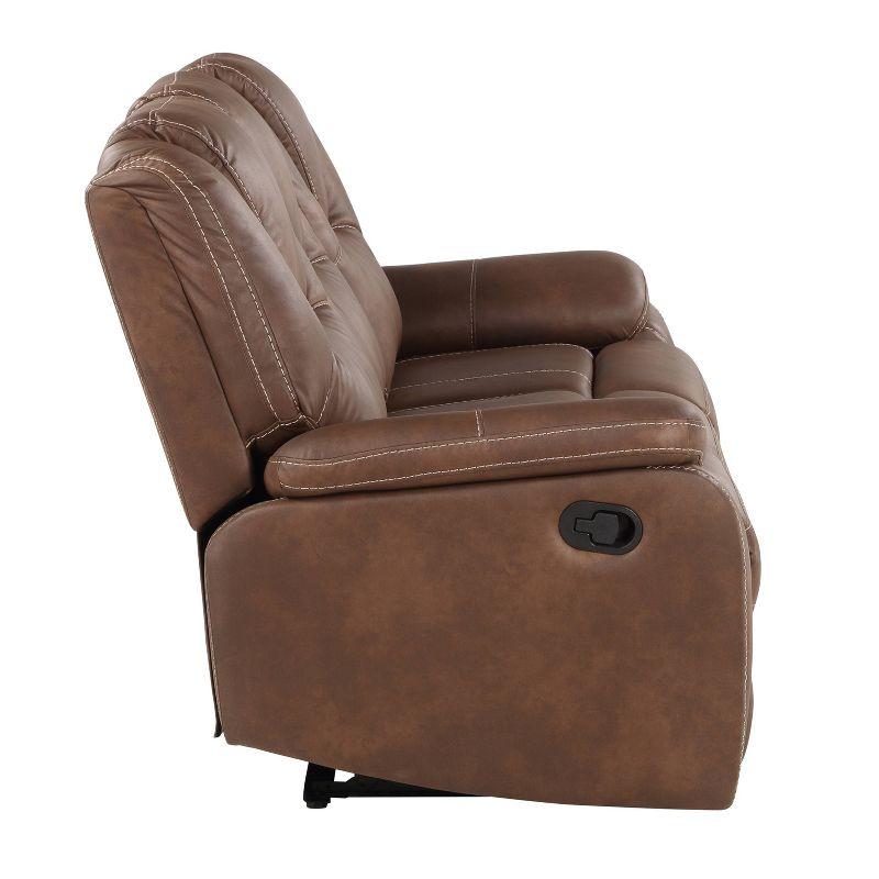 Katrine Manual Side Lever Recliner Sofa Brown - Steve Silver Co.: Luxurious Faux-Leather, Padded Armrests