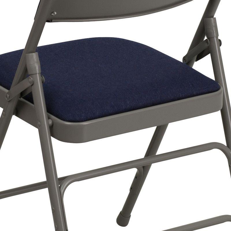 Flash Furniture 4 Pack HERCULES Series Curved Triple Braced & Double Hinged Navy Fabric Metal Folding Chair
