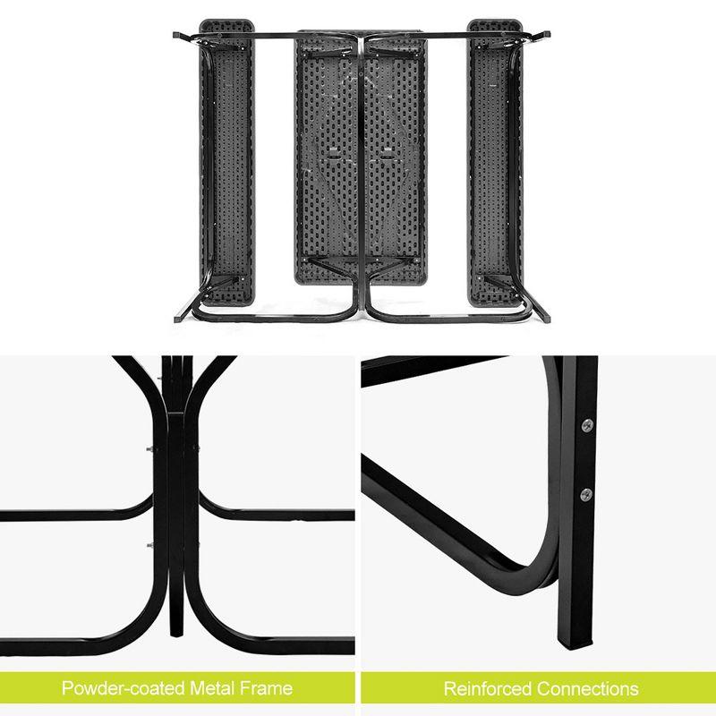 Costway Picnic Table Bench Set Outdoor Backyard Iron Patio Garden Party Dining All Weather Black