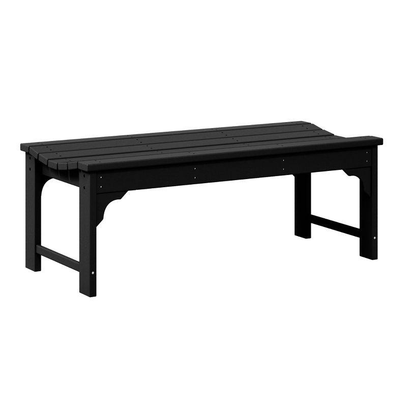 WestinTrends  Backless All-Weather Outdoor Bench for Patio Garden, Black