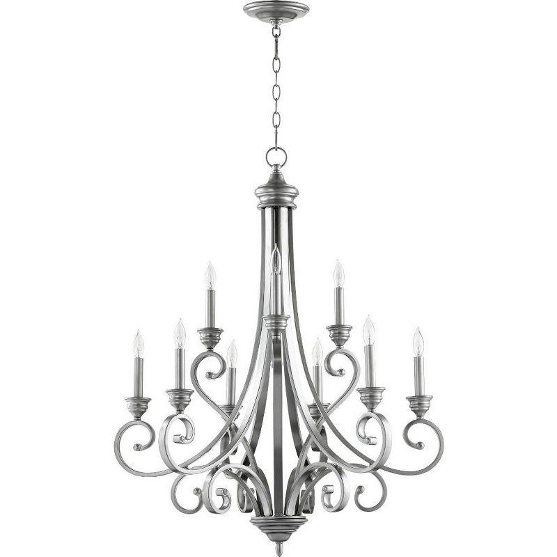 Elegant Nickel Finish 9-Light Candle Chandelier, 29" Width