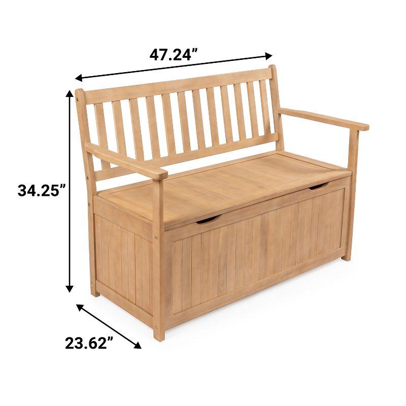 Sophie 48" Light Teak Acacia Wood Storage Bench