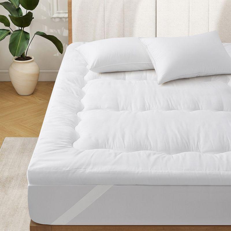 Peace Nest Ultra Loft 4" Mattress Topper, Plush Down Alternative Filling for Ultimate Comfort, White Wavy, Twin