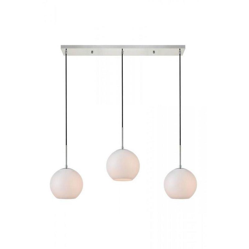 Elegant Lighting Baxter 3 Lights Chrome Pendant With Frosted White Glass
