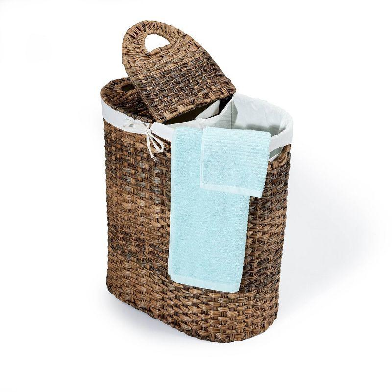 Handwoven Double Lidded Oval Hamper Sorter