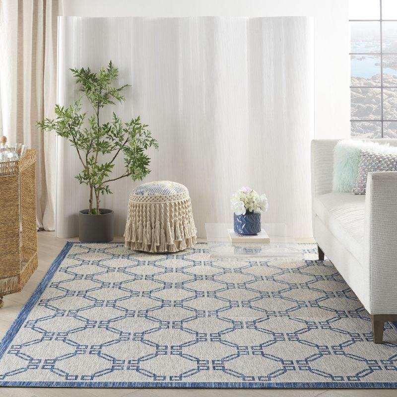 Nourison Garden Party GRD02 Indoor/outdoor Area Rug - Ivory Blue 6' x 9'