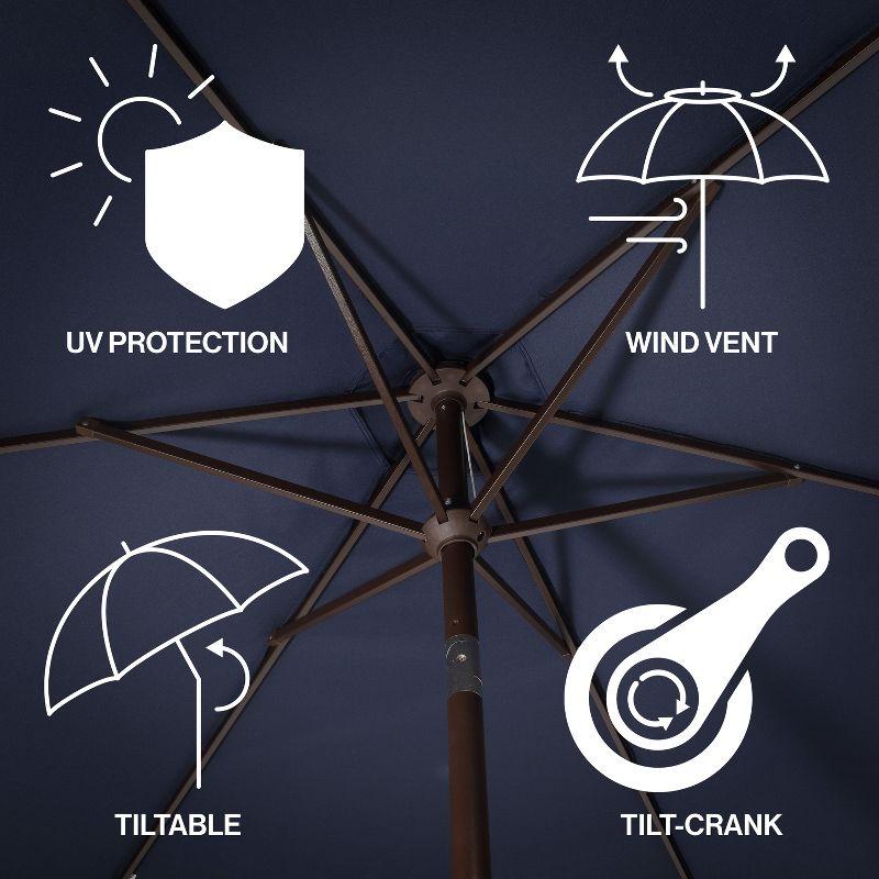 Arlmont & Co. Teretha 9 ft. Classic Cottage Tassel Market Patio Umbrella with Auto-Tilt, Crank, and UV Protection