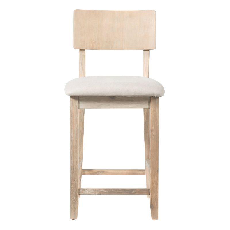 24" Jordan Padded Seat Upholstery Counter Height Barstool Light Gray - Linon: Scandinavian Style, Wood Legs, Polyester