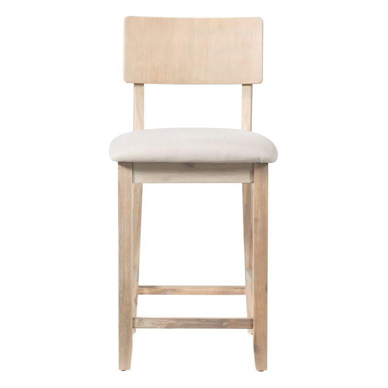 Gray Wood Backless Counter Stool with Padded Seat