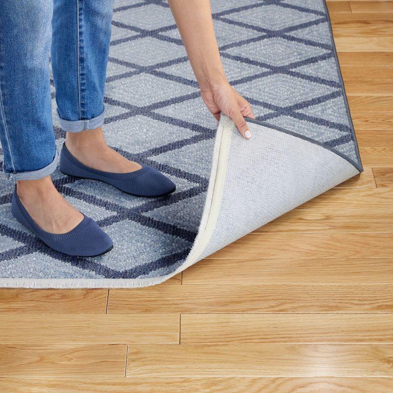 Town & Country Everyday Rein Solid Diamond Everwash Non-Slip Backing Washable Area Rug Blue