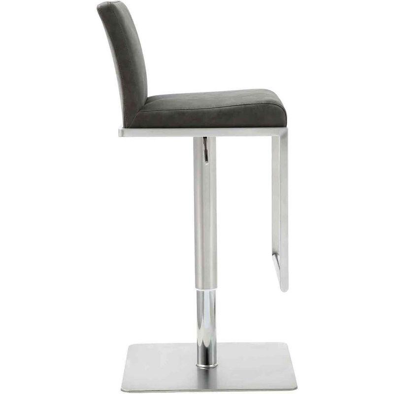 Whiteline Modern Living Clay Barstool Grey adjustable height and square stainless steel base.