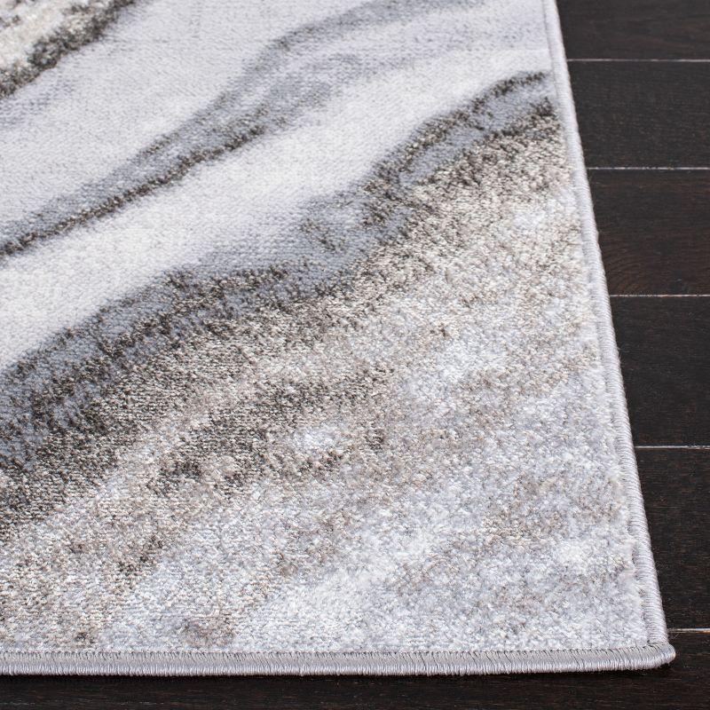 Hand-Knotted Abstract Gray Synthetic 9' x 12' Area Rug