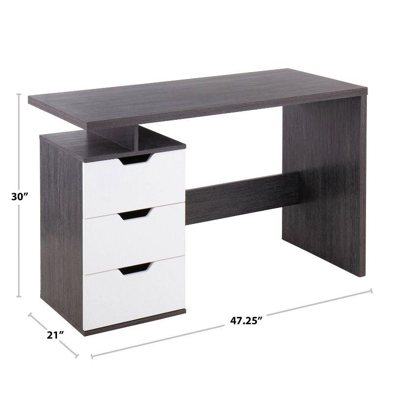 Quinn Contemporary Computer Desk: Expansive Work Surface, 3 Storage Drawers - LumiSource