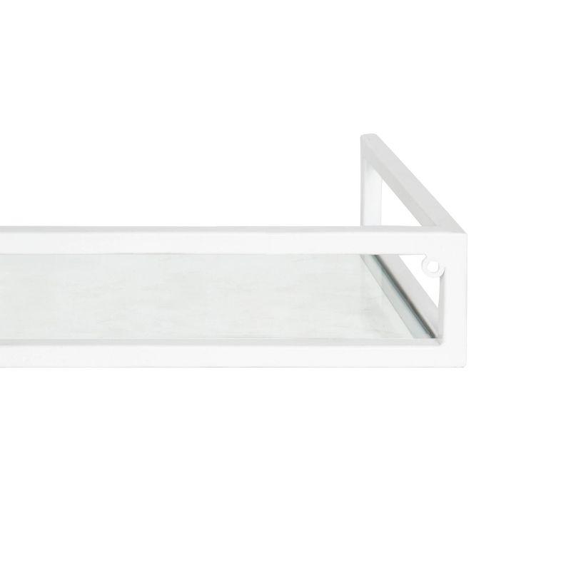 Elegant White and Glass 24" Wall Shelf for Modern Decor