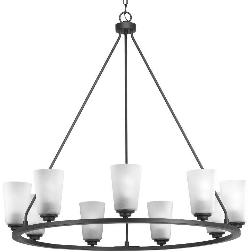 Elegant Brushed Nickel 9-Light Circular Chandelier with Adjustable Chain