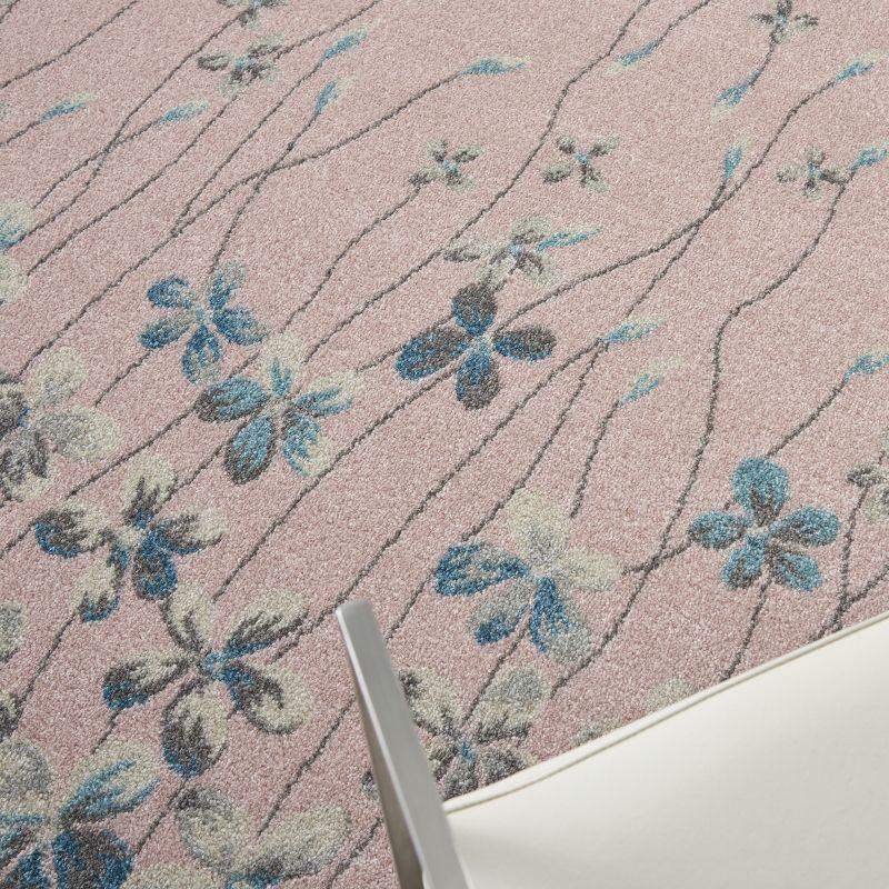 Nourison Tranquil 5'3" X 7'3" (5' x 7') Pink Area Rug Bohemian Botanical Vine and Bloom by Nourison