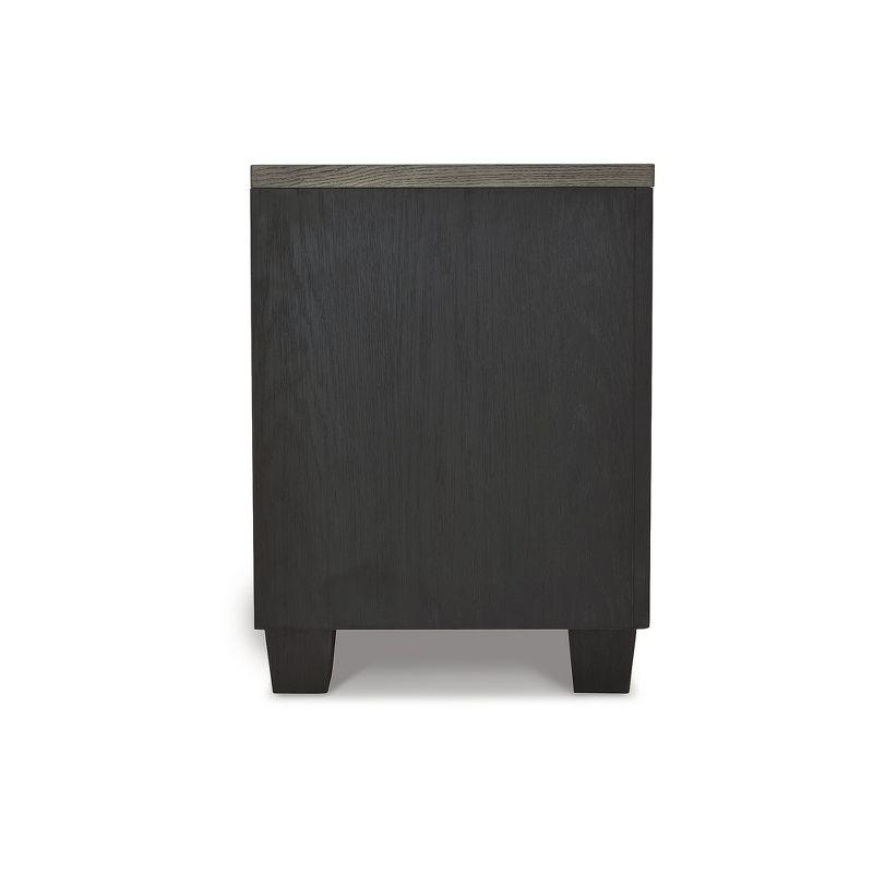 27" Black and Brown Oak 2-Drawer Nightstand