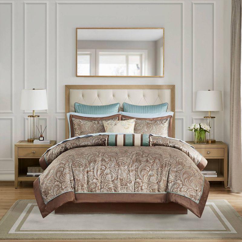 Madison Park Aubrey 12 Piece Comforter Set with Cotton Bed Sheets