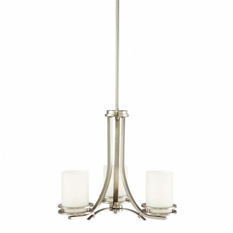 Hendrik 16.75" 3 Light Chandelier with Satin Etched Cased Opal Glass Brushed Nickel