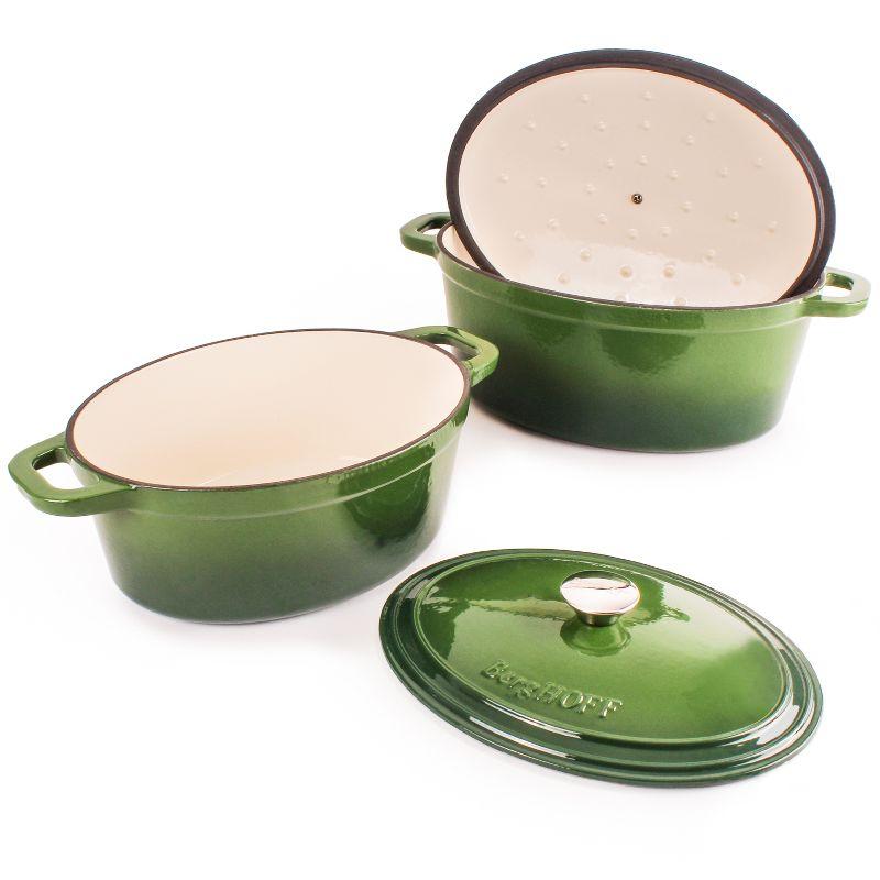 BergHOFF BergHOFF Neo 5Pc Cast Iron Set: 5Qt and 8Qt Covered Dutch Ovens and 10" Fry Pan