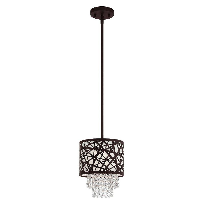 Bronze Crystal Drum Shade Mini Pendant Light