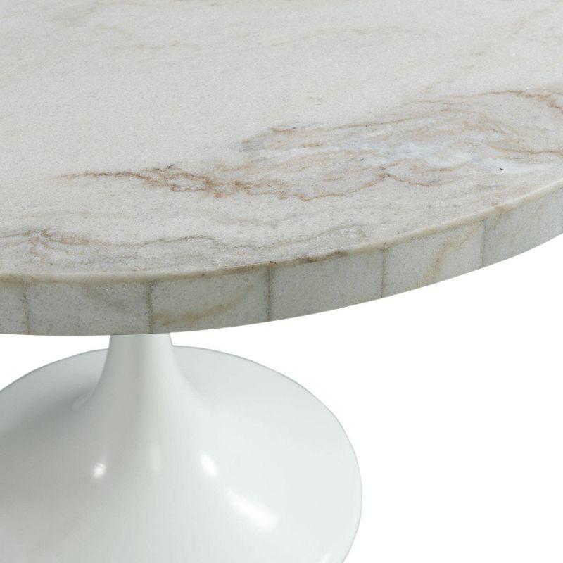 Mardelle Round Dining Table White - Picket House Furnishings: Marble Top, Metal Base, Seats 4