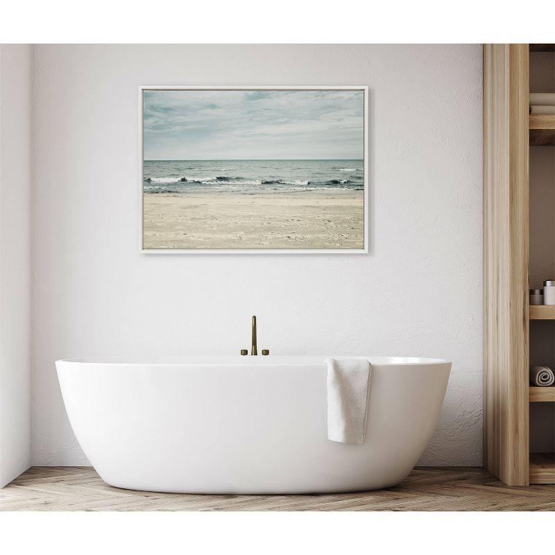 28" x 38" Sylvie Beach 2 Framed Canvas by Emiko and Mark Franzen White - Kate & Laurel All Things Decor: Modern Nautical Wall Art