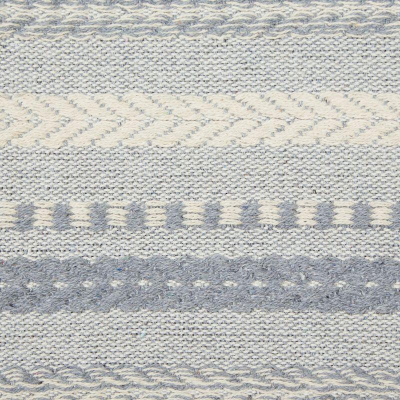 Design Imports  Braided Stripe Jacquard Fringe Table Runner, 15X72", Cool Gray