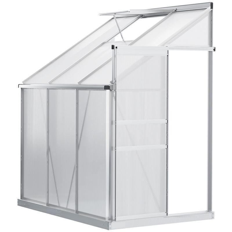 Outsunny 6' x 4' Clear Aluminum Polycarbonate Lean-to Greenhouse