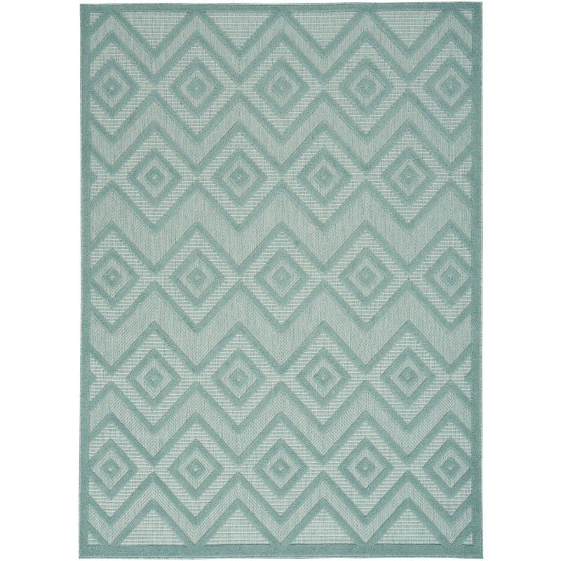 Nourison Versatile Diamond Geometric Flatweave Indoor Outdoor Area Rug Aqua/Teal 4' x 6'