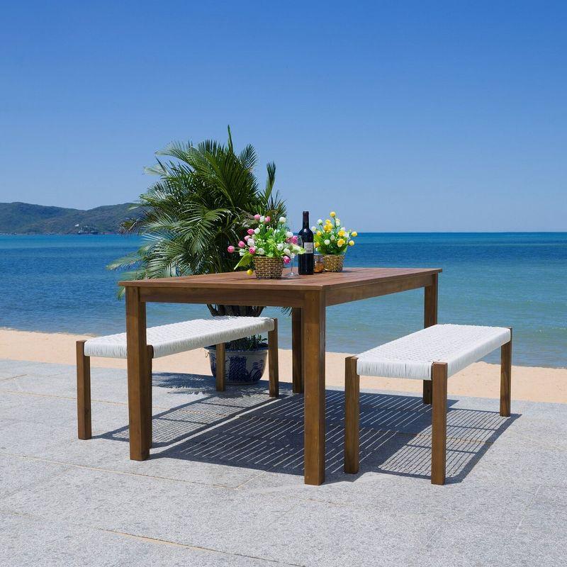 Aquina Patio Outdoor Dining Bench Set  - Safavieh