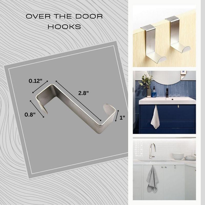 Over the Cabinet Door Single Hooks Set of 2 Brushed Stainless Steel