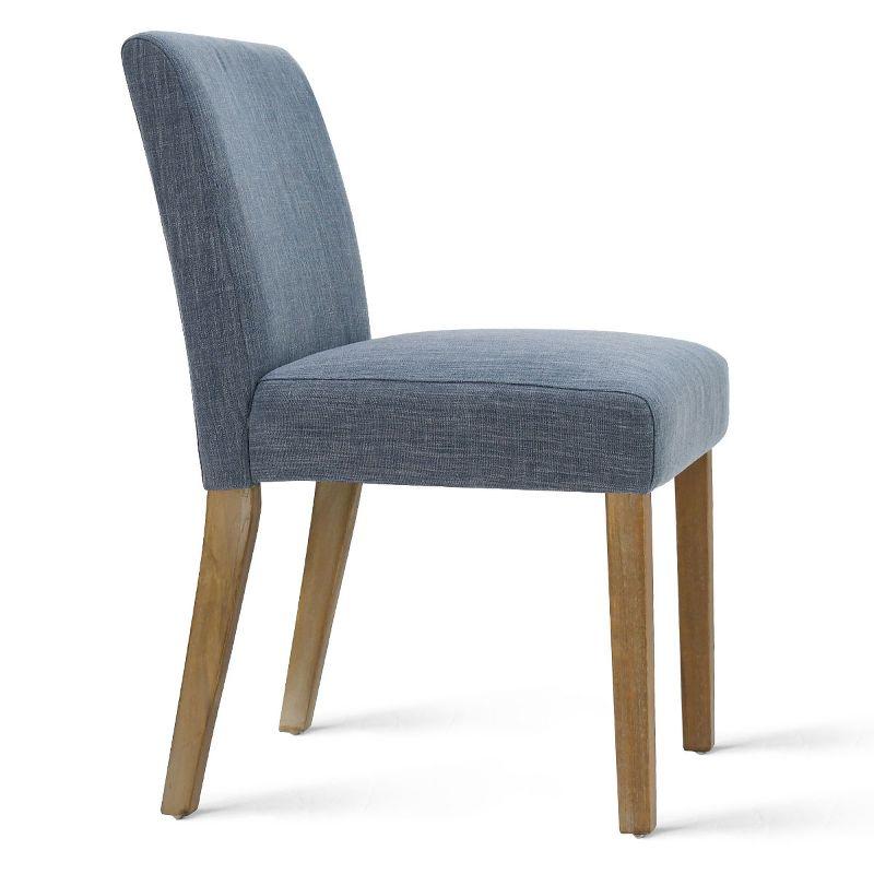 North Linen Dining Chairs Set Of 2,Blue Upholstered Parsons Chairs With Rubberwood Legs-Maison Boucle