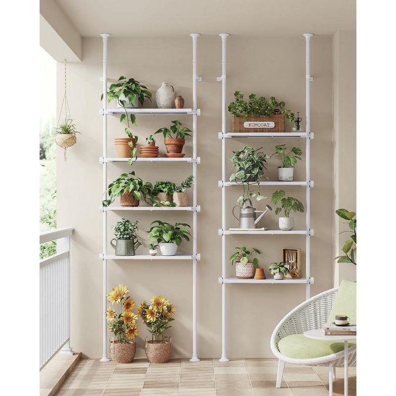 SONGMICS Bathroom Organizer 4-Tier, Over The Toilet Storage Shelf, 4 Height Adjustable and Extendable Shelves, 35.4 to 122.1 Inch Tall,Pearl White