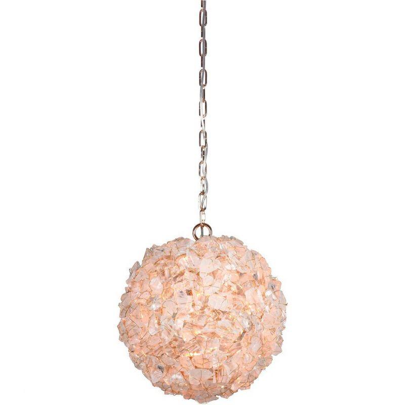 Polished Nickel and Glass Drum Pendant Light