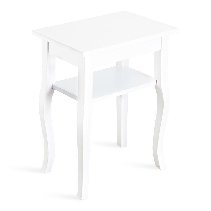 Lillian White Wood End Table with Shelf