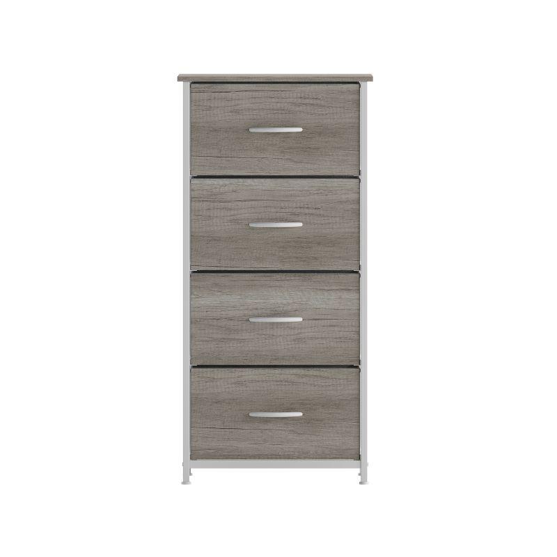 Malone 4 Drawer Vertical Storage Dresser with Wood Top & Fabric Pull Drawers
