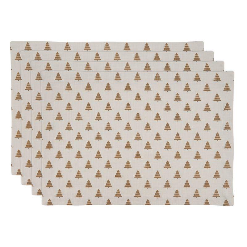 Saro Lifestyle Christmas Trees Placemat, 14"x20" Oblong, Gold (Set of 4)