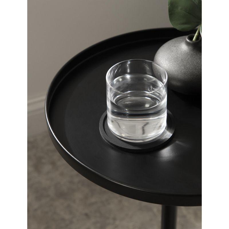 Kate and Laurel Tira Round Metal Side Table, 14x14x24, Black and Walnut Brown