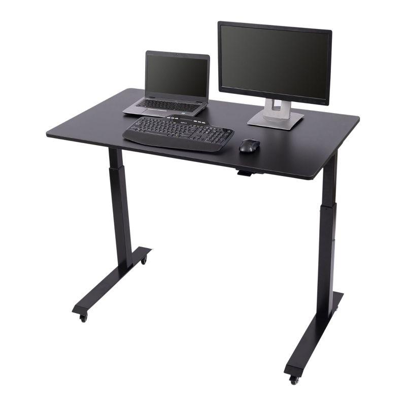 Black Adjustable Height Standing Desk with Wood Top and Drawer