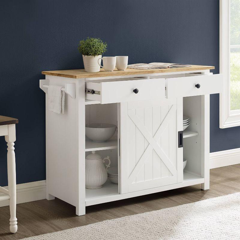 Laurel Kitchen Island/Cart White/Natural - Crosley: Farmhouse Style, Towel Bar, Adjustable Shelf